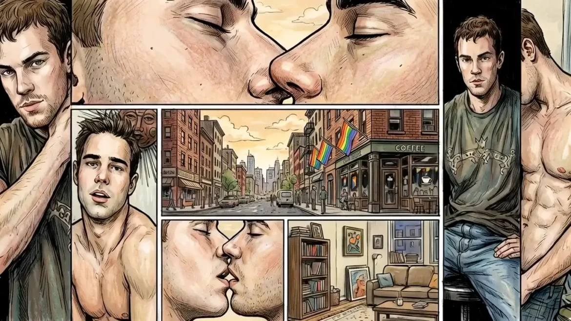 Shirtless Gay Beefcake Male Illustration